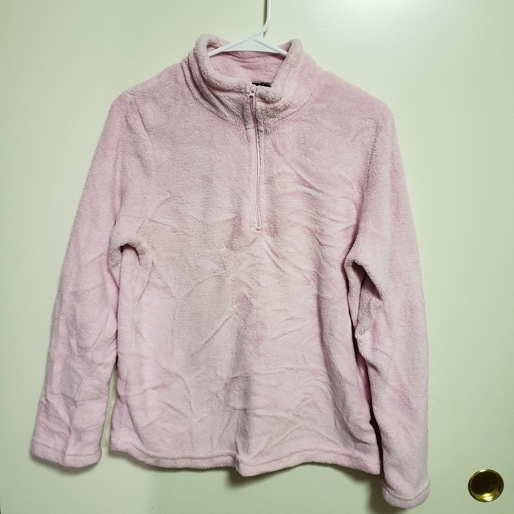 Pink Fuzzy Zipper‎ top Large (12/14)